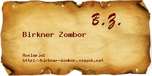 Birkner Zombor névjegykártya